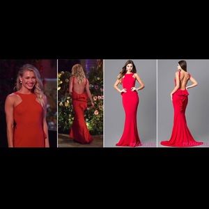 Red long evening dress